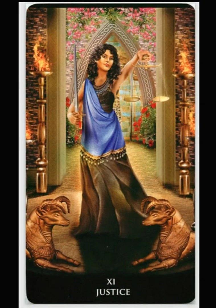 Justice from the New Babylonian Tarot by Roxana Paul