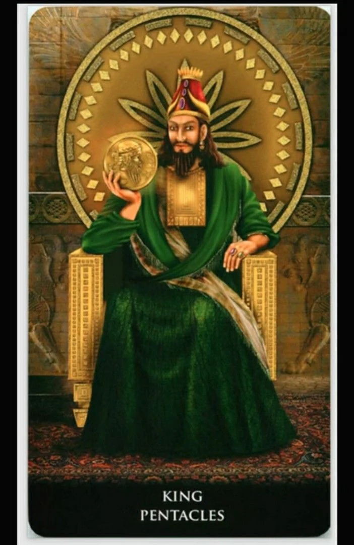 King of Pentacles from the New Babylonian Tarot by Roxana Paul