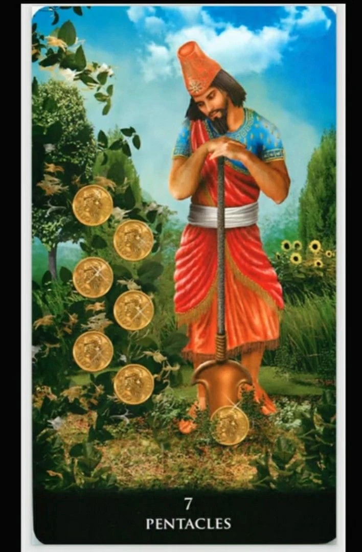 Seven of Pentacles - New Babylonian Tarot - Roxana Paul