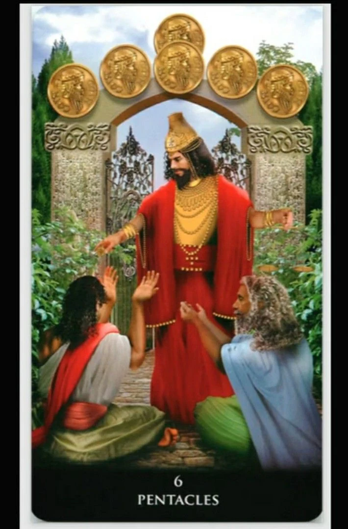 Six of Pentacles - New Babylonian Tarot - Roxana Paul