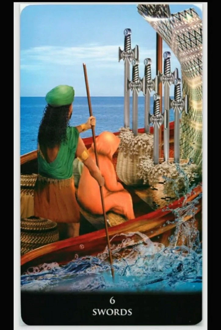 Six of Swords - New Babylonian Tarot - Roxana Paul