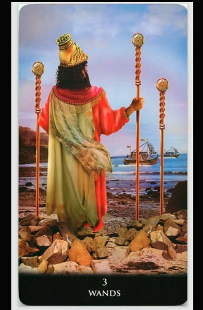 Three of Wands - New Babylonian Tarot - Roxana Paul