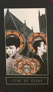 Five of Disks - New Wave 1980s Tarot - Amanda Lee Stilwell