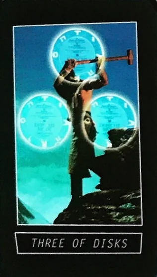 Three of Disks - New Wave 1980s Tarot - Amanda Lee Stilwell
