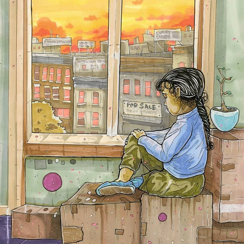 Five of Pentacles card artwork from the Next World Tarot deck by Cristy C. Road