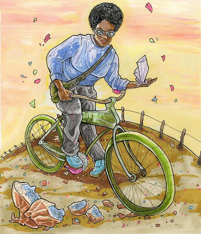 Knight of Pentacles card artwork from the Next World Tarot deck by Cristy C. Road