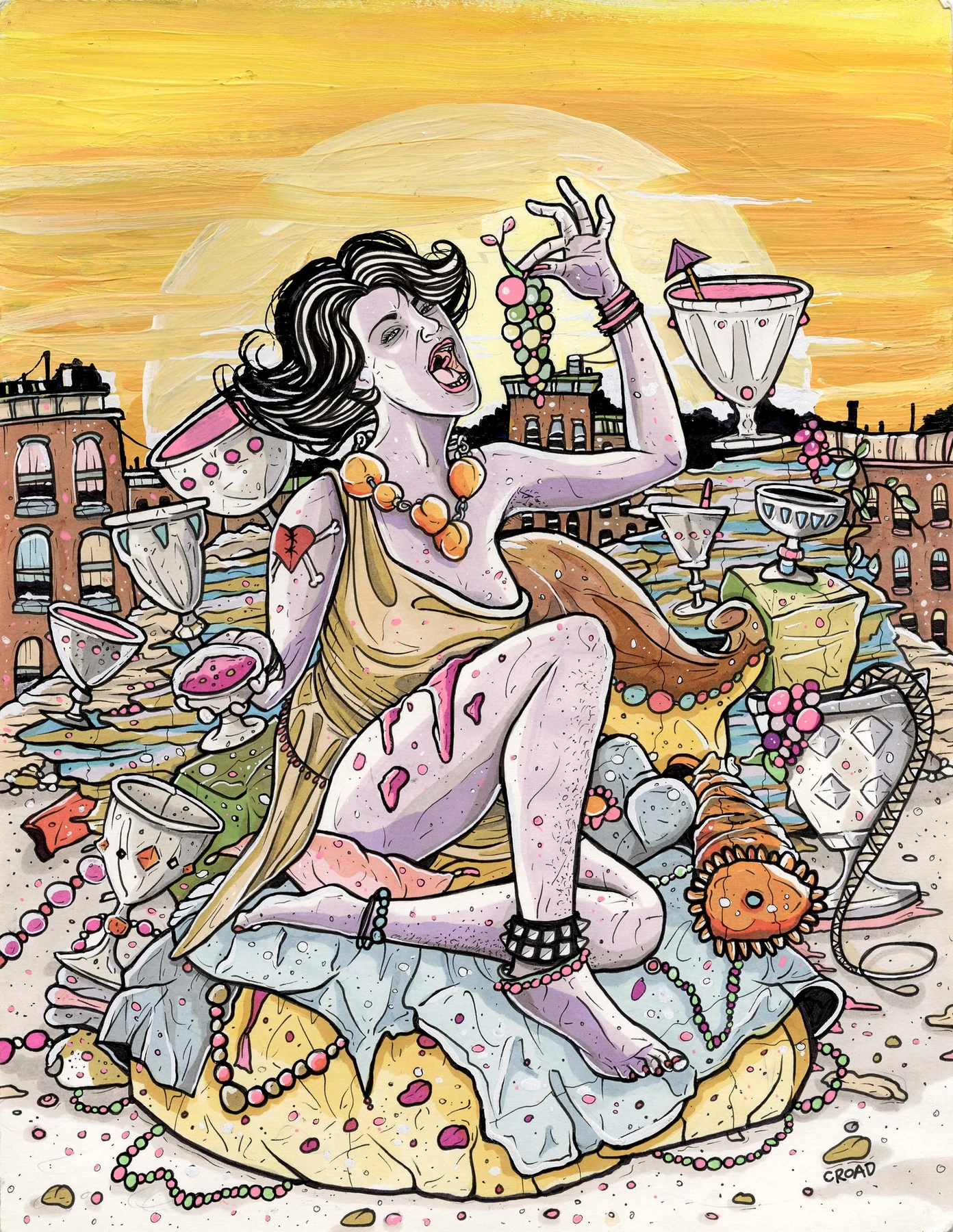 Nine of Cups card artwork from the Next World Tarot deck by Cristy C. Road