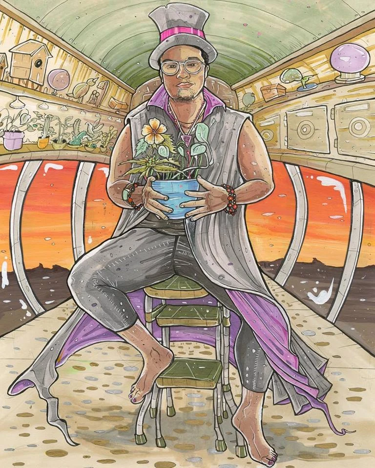 Queen of Pentacles card artwork from the Next World Tarot deck by Cristy C. Road