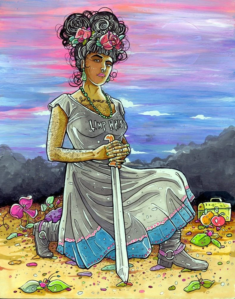 Queen of Swords card artwork from the Next World Tarot deck by Cristy C. Road