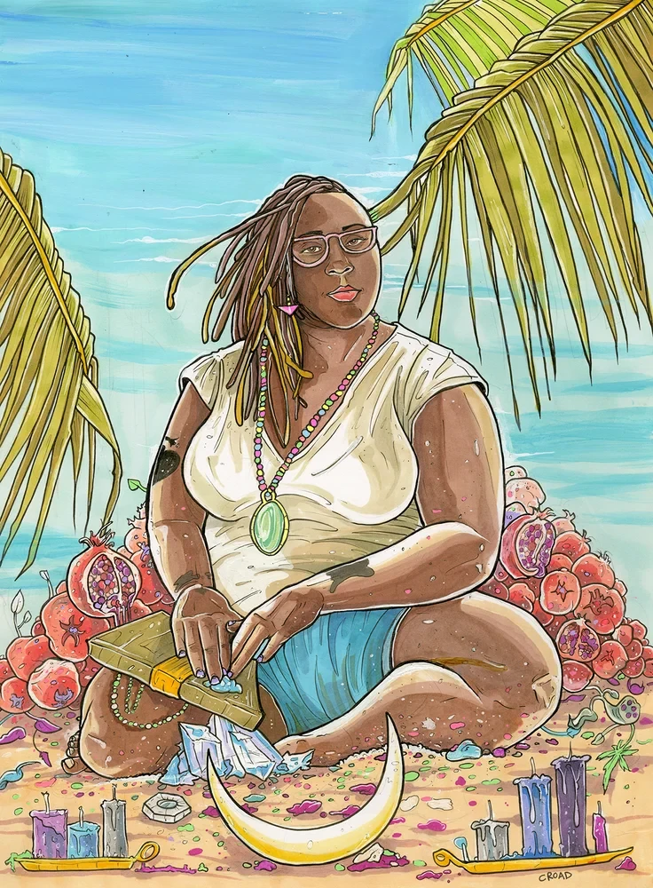 The High Priestess card artwork from the Next World Tarot deck by Cristy C. Road