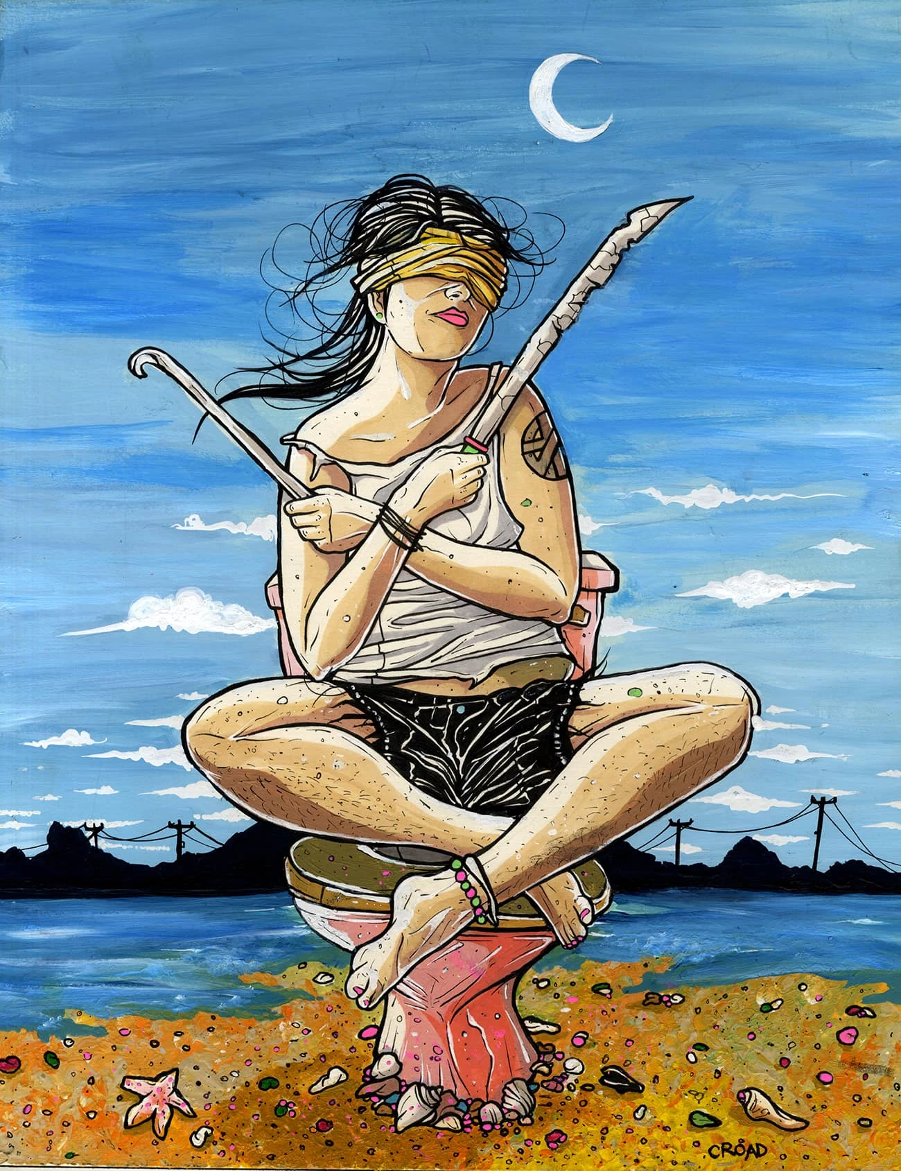 Two of Swords card artwork from the Next World Tarot deck by Cristy C. Road