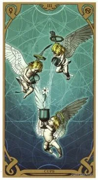 3 of Cups card from the Night Sun Tarot deck