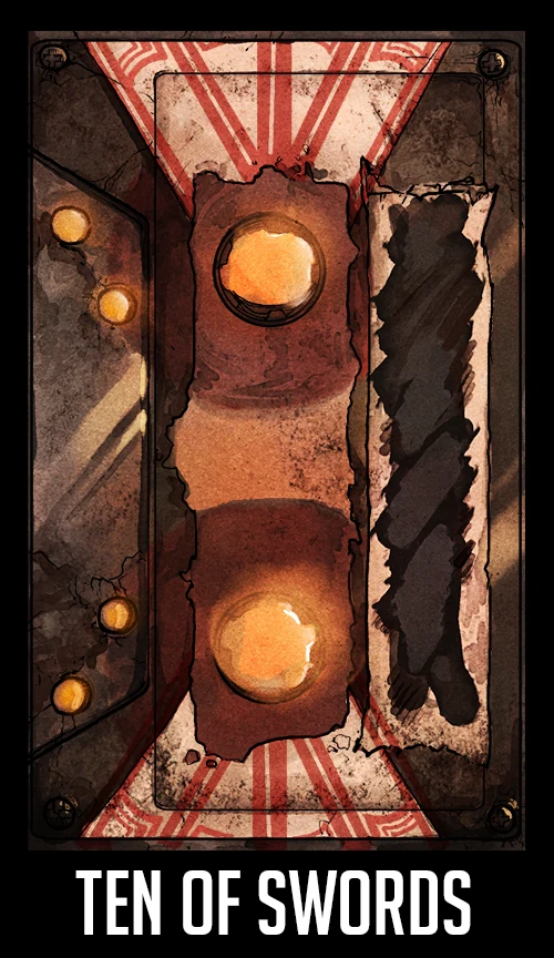 Ten of Swords card from the Welcome to Night Vale Tarot deck