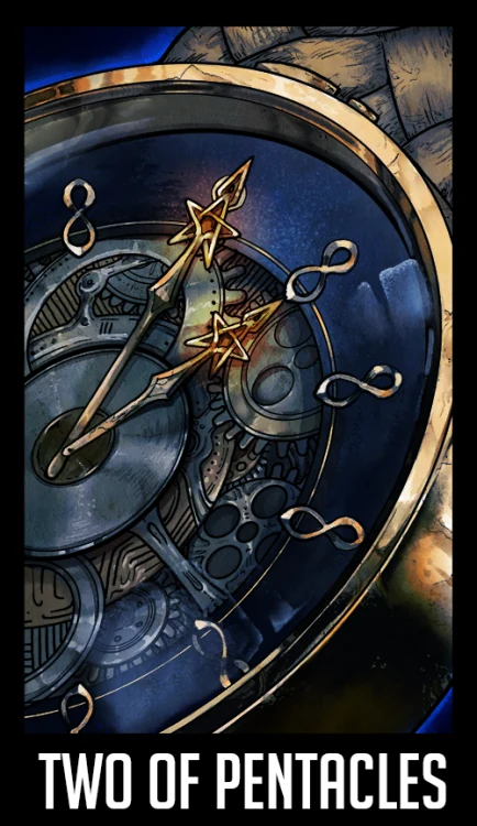 Two of Pentacles card from the Welcome to Night Vale Tarot deck