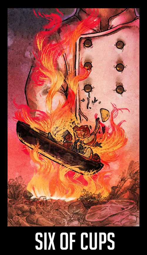 Six of Cups from the Welcome to Night Vale Tarot by Jay Holloway
