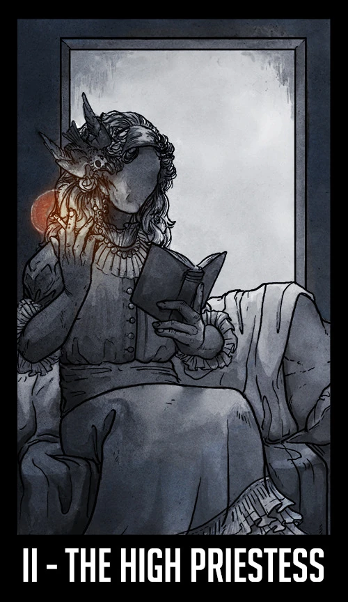 The High Priestess from the Welcome to Night Vale Tarot by Jay Holloway