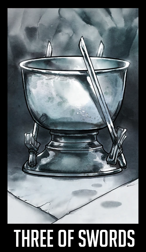 Three of Swords — Welcome to Night Vale Tarot by Jay Holloway
