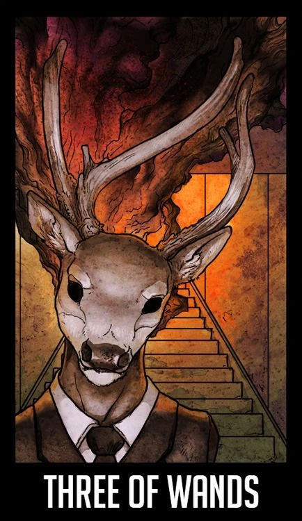Three of Wands — Welcome to Night Vale Tarot by Jay Holloway
