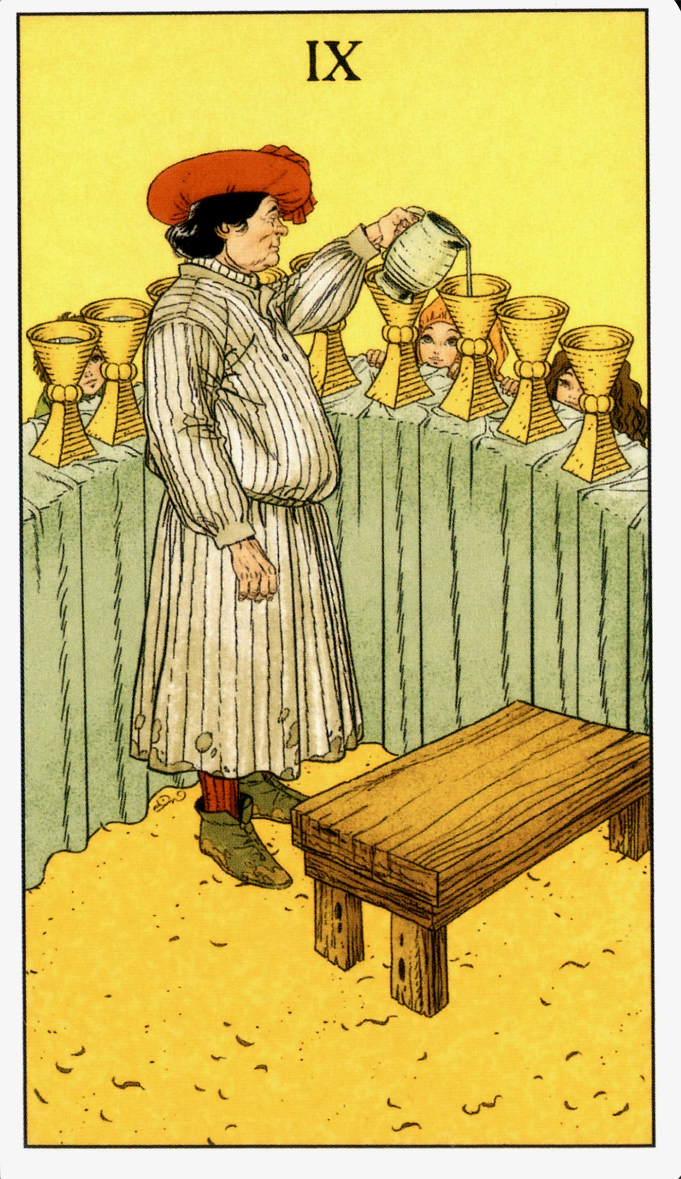 Nine of Cups card from the Before Tarot deck by Lo Scarabeo