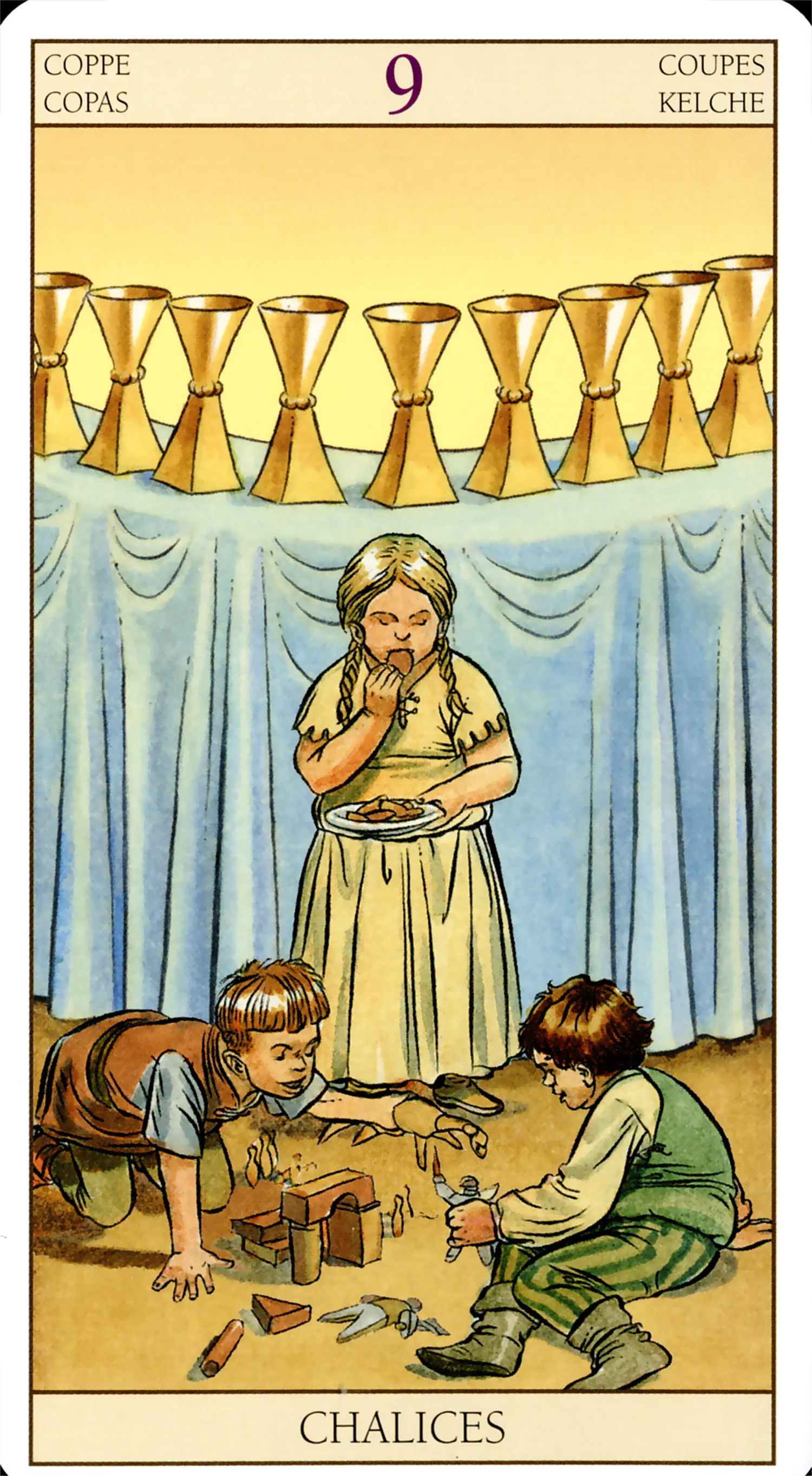 Nine of Cups card from the Tarot of the New Vision deck by Lo Scarabeo