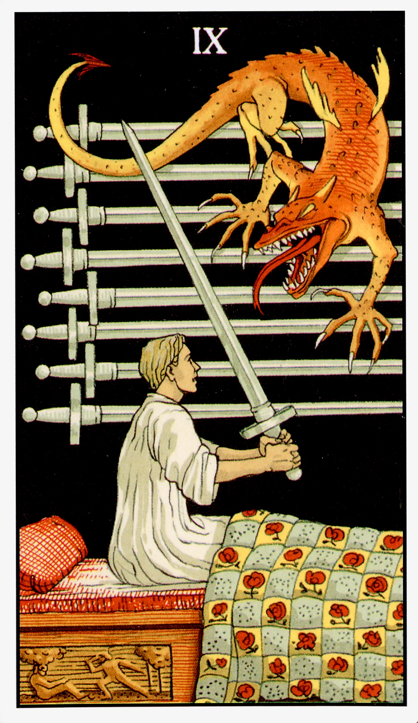 Nine of Swords — After Tarot by Lo Scarabeo Nine of Swords card from the After Tarot deck by Lo Scarabeo