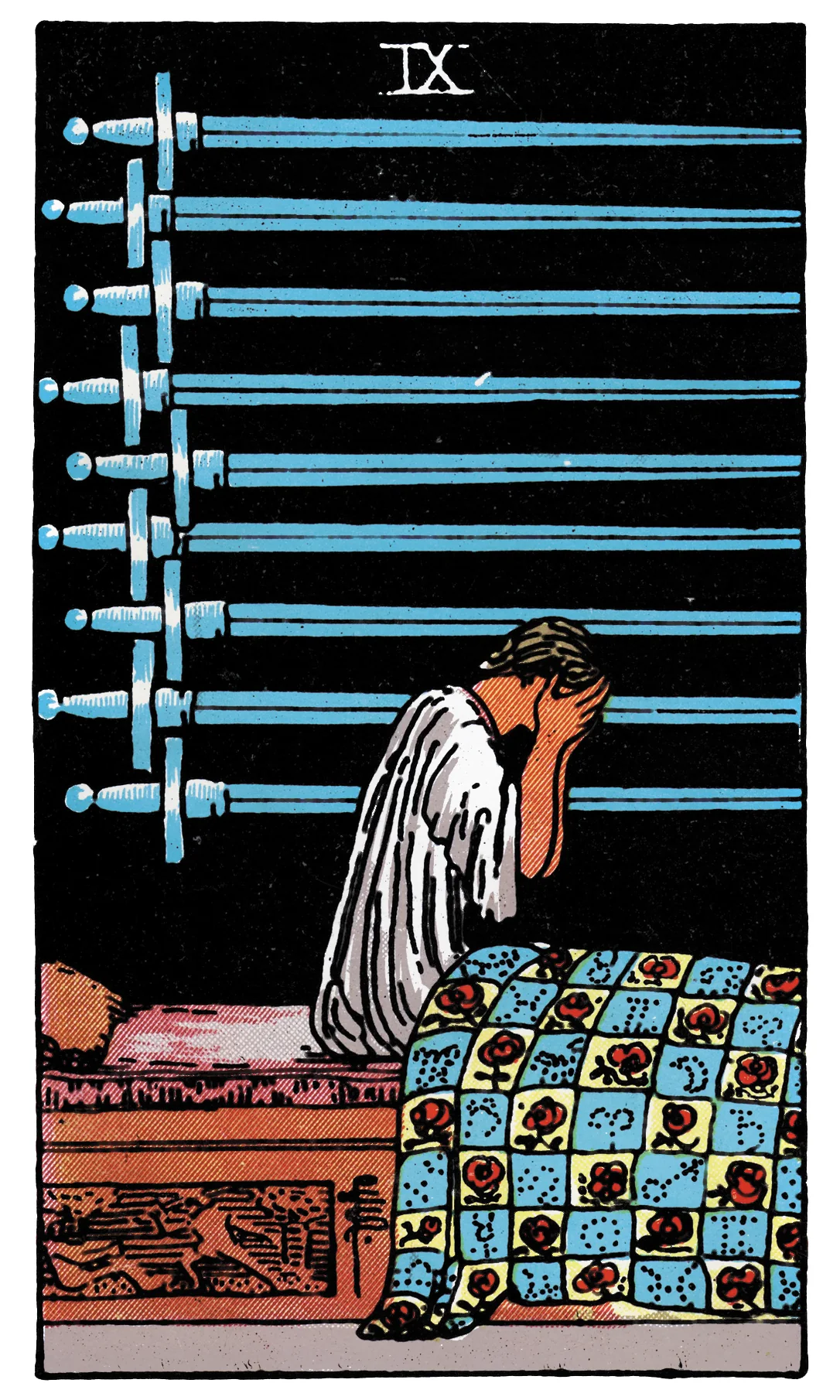 Nine of Swords — Rider-Waite-Smith Tarot by Rider Nine of Swords card from the Rider-Waite-Smith Tarot deck by Rider