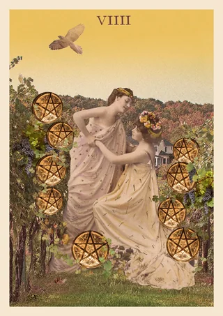Nove de Ouros - Nosotras Tarot - Tarot Deck by Elisa Riemer and Paula Mariá Riemer
