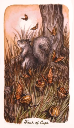 Four of Cups - Oak, Ash & Thorn Tarot - Adam Oehlers