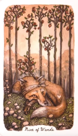 Nine of Wands - Oak, Ash & Thorn Tarot - Adam Oehlers