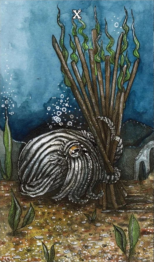 Ten of Wands - The Ocean Tarot Deck - Taylor Hultquist-Todd