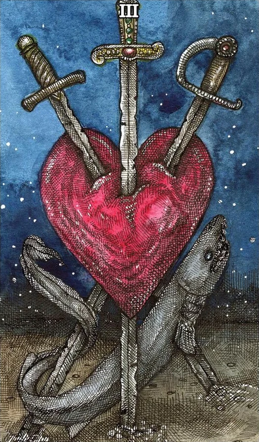 Three of Swords - The Ocean Tarot Deck - Taylor Hultquist-Todd