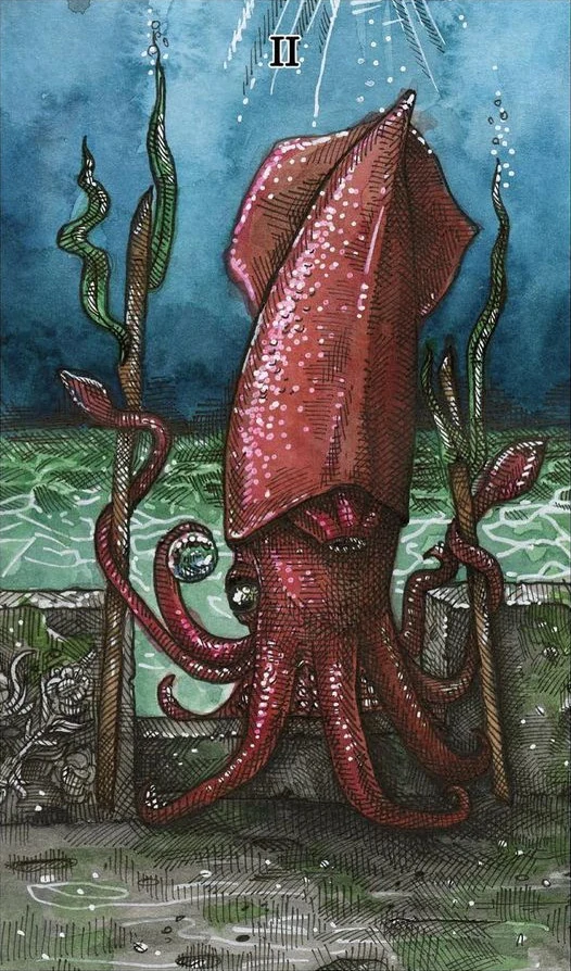 Two of Wands - The Ocean Tarot Deck - Taylor Hultquist-Todd