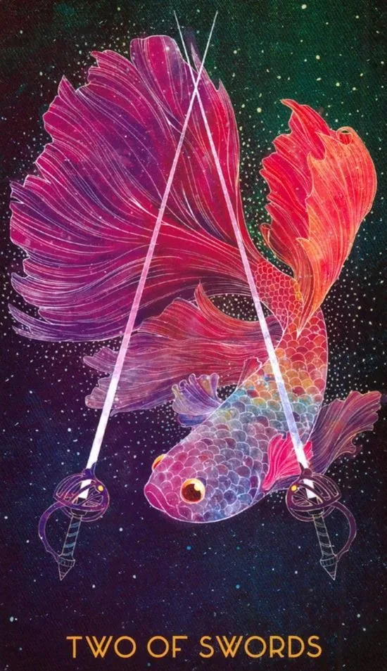 2 of Swords card from the Oriens Animal Tarot deck