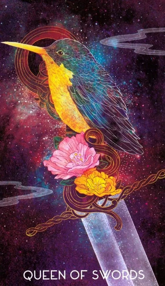 Queen of Swords card from the Oriens Animal Tarot deck