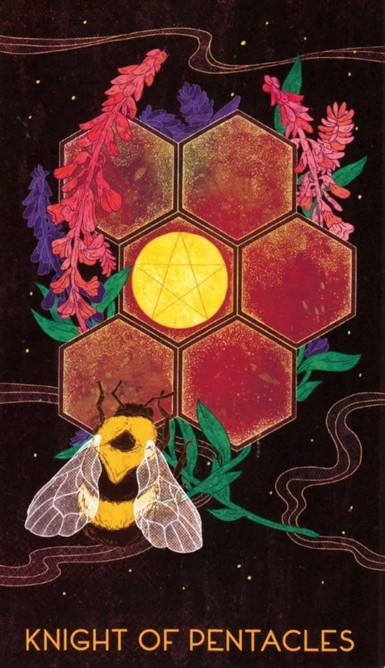 Knight of Pentacles card from the Oriens Animal Tarot deck
