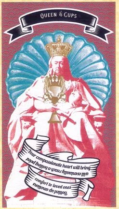 Queen of Cups card from Madam Clara Sees All Tarot by Rick Pomer