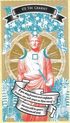 The Chariot card from Madam Clara Sees All Tarot by Rick Pomer