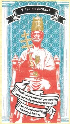 The Hierophant card from Madam Clara Sees All Tarot by Rick Pomer