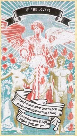 The Lovers card from Madam Clara Sees All Tarot by Rick Pomer