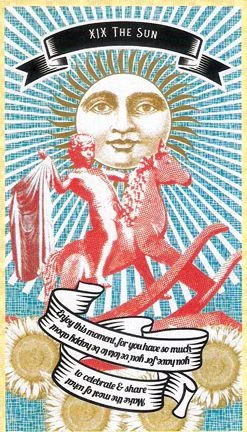 The Sun card from Madam Clara Sees All Tarot by Rick Pomer