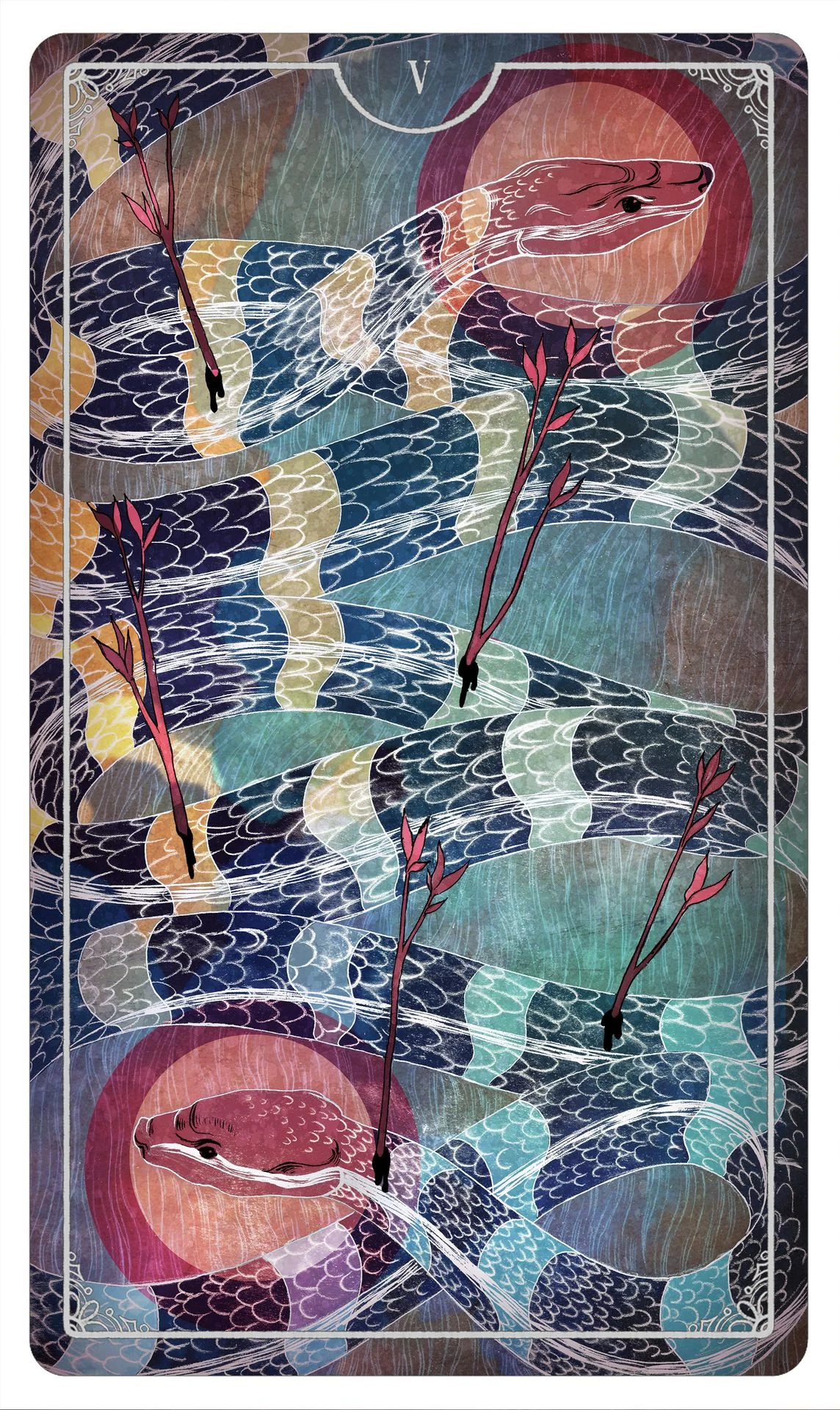 Five of Wands - Ostara Tarot - Molly Applejohn, Eden Cooke, Krista Gibbard, and Julia Iredale