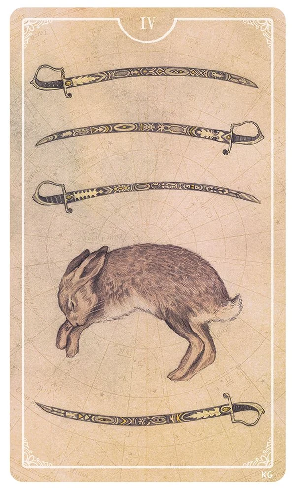 Four of Swords - Ostara Tarot - Molly Applejohn, Eden Cooke, Krista Gibbard, and Julia Iredale