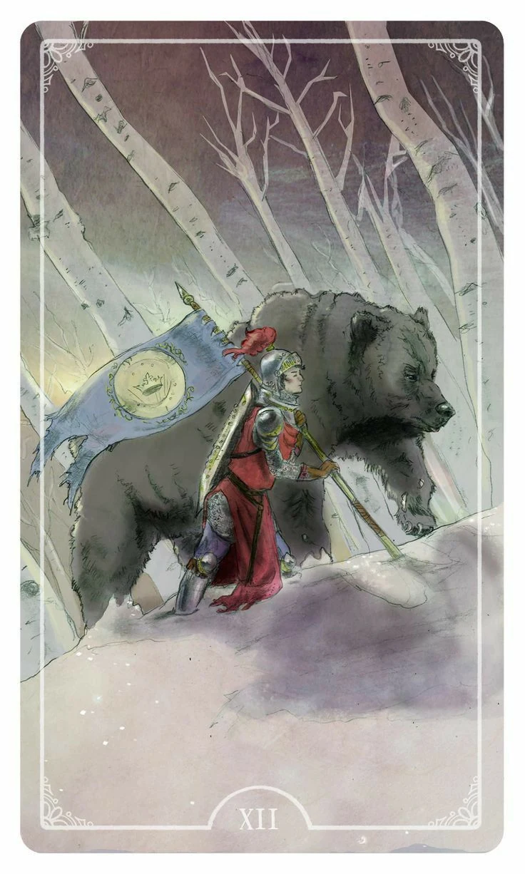 Knight of Coins - Ostara Tarot - Molly Applejohn, Eden Cooke, Krista Gibbard, and Julia Iredale