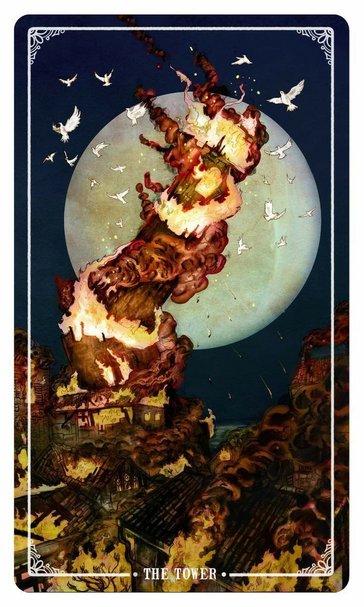 The Tower - Ostara Tarot - Molly Applejohn, Eden Cooke, Krista Gibbard, and Julia Iredale