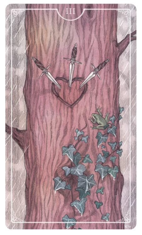 Three of Swords - Ostara Tarot - Molly Applejohn, Eden Cooke, Krista Gibbard, and Julia Iredale