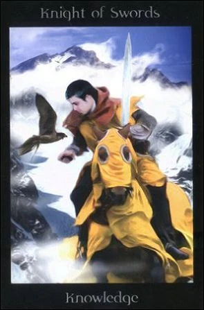 Knight of Swords card from the Pagan Ways Tarot deck