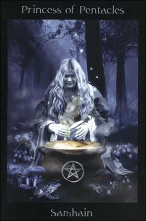 Princess of Pentacles card from the Pagan Ways Tarot deck
