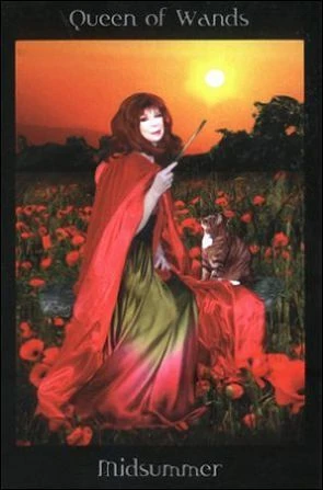 Queen of Wands card from the Pagan Ways Tarot deck