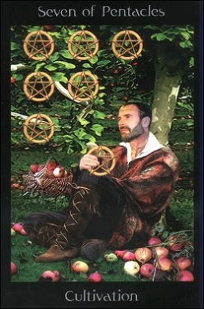 Seven of Pentacles card from the Pagan Ways Tarot deck