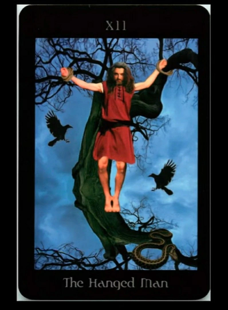 The Hanged Man card from the Pagan Ways Tarot deck